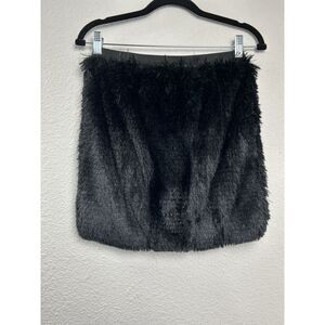 Petticoat Alley Womens Size S Black Faux‎ Fur Mini Skirt